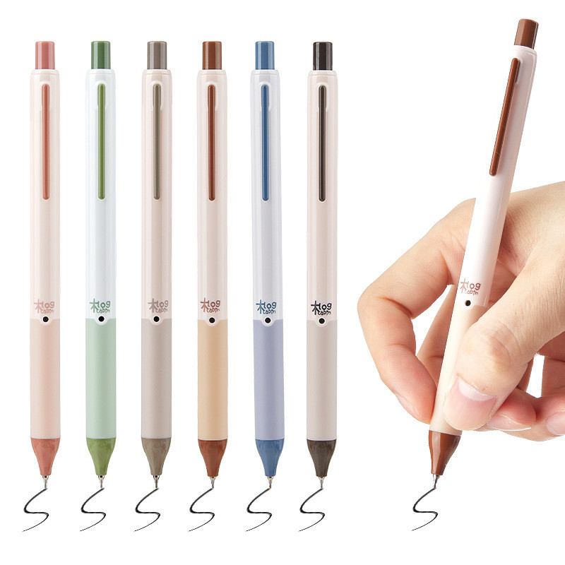 AIKA AIKA Morandi Color Press Gel Pen 0.5mm Đen Nhanh Khô Bàn Chải Văn Phòng Bút Câu Hỏi