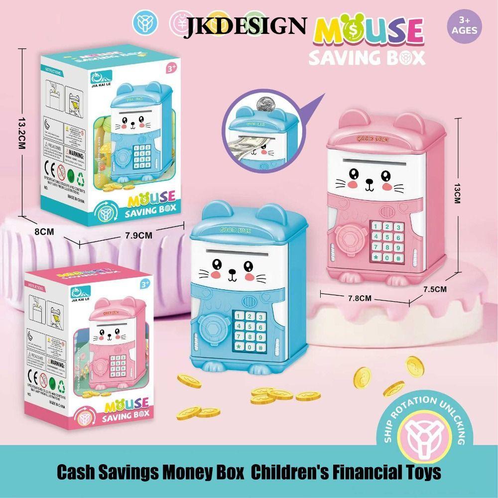 JKDESIGN Ngân hàng heo đất cho trẻ em, Hộp tiền tiết kiệm tiền ATM Mini, Đồ chơi tiết kiệm tài chính