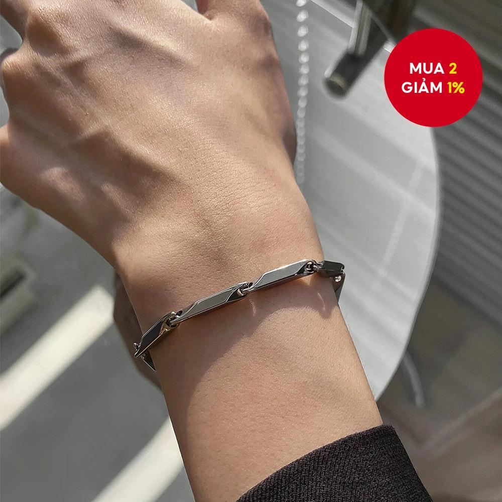 1 Vòng tay hình thoi bằng thép titan tối giản cho cặp đôi Hip Hop
