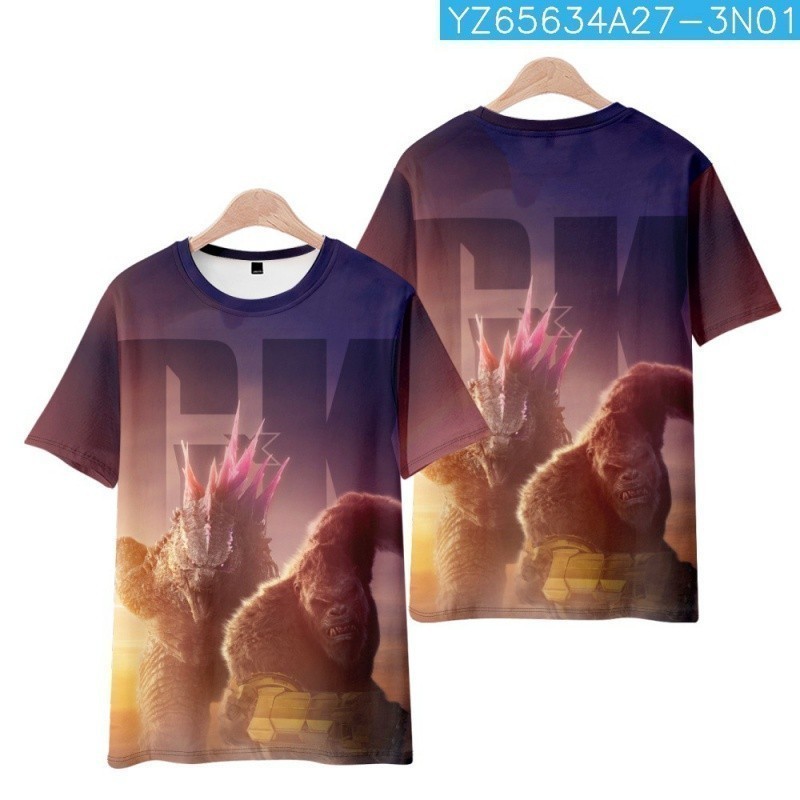Áo sơ mi unisex mùa hè in hình 3D phim 'Godzilla vs. King Kong'