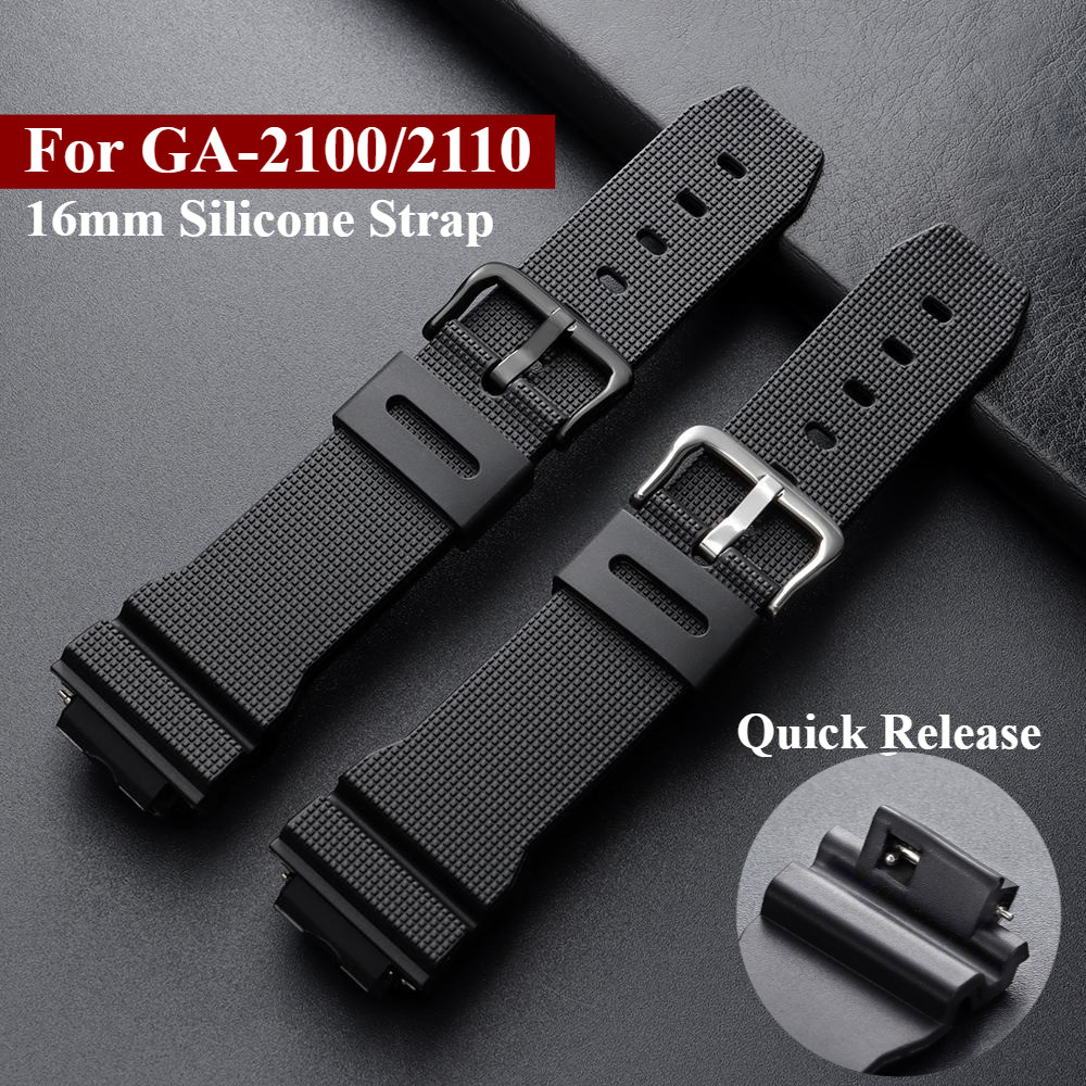 Dây đeo đồng hồ silicon phát hành nhanh cho Casio G-shock GA-2100 16mm Dây đồng hồ cao su bằng nhựa 