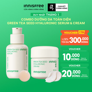  Bộ Tinh chất dưỡng ẩm Trà Xanh Green Tea Seed Serum 80mL và Kem dưỡng ẩm trà xanh INNISFREE Green Tea Seed Cream 50ml 