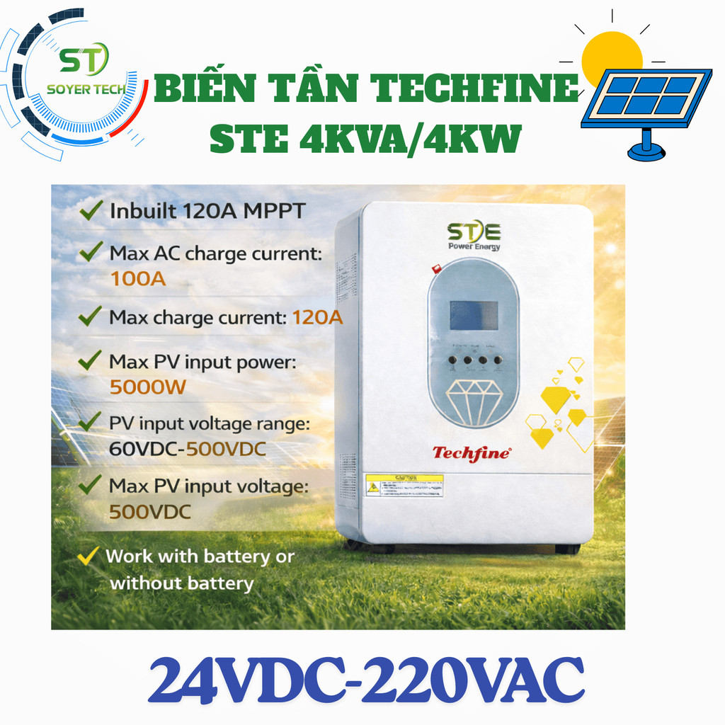 SOLAR INVERTER 4KVA/4KW - 24VDC/220VAC - ED4024EMH-TECHFINE -SOYER TECH PHÂN PHỐI - HÀNG CÓ SẴN - ẢN