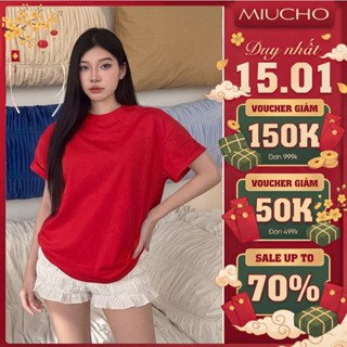  Áo Thun Boxy Trơn Nam Nữ Miucho Cotton 2 Chiều Co Giãn Thoáng Mát Basic Dễ Phối Đồ AXT01 