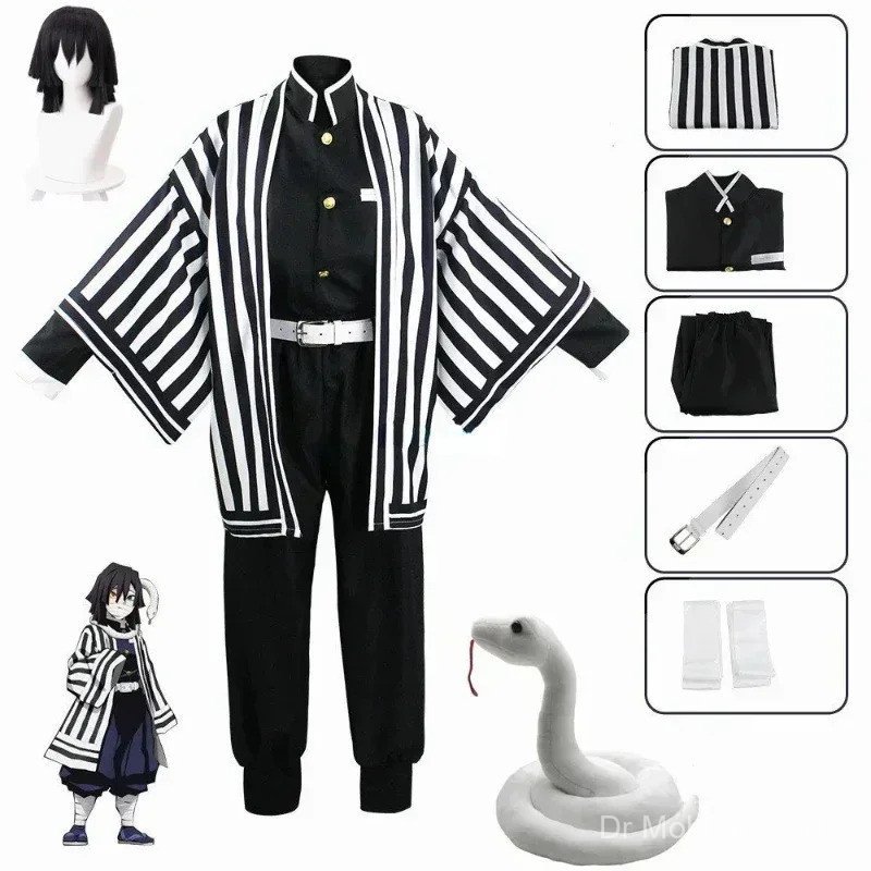 Kimono cosplay anime Iguro Obanai Yaiba, đồng phục và tóc giả, trang phục Halloween