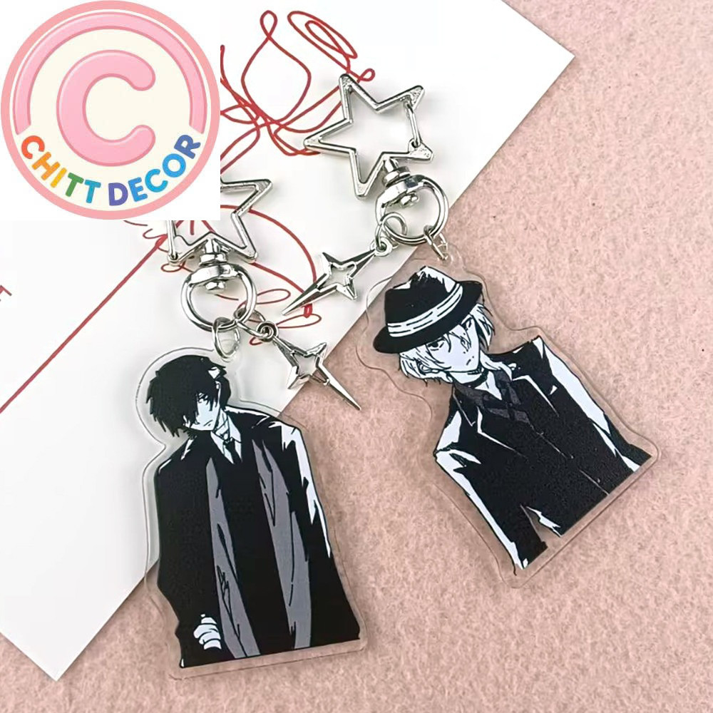 Anime BSD Dazai Osamu and Chuuay Keychain Bungou Stray Dogs Soukoku Inspiration Acrylic Keychain Bac