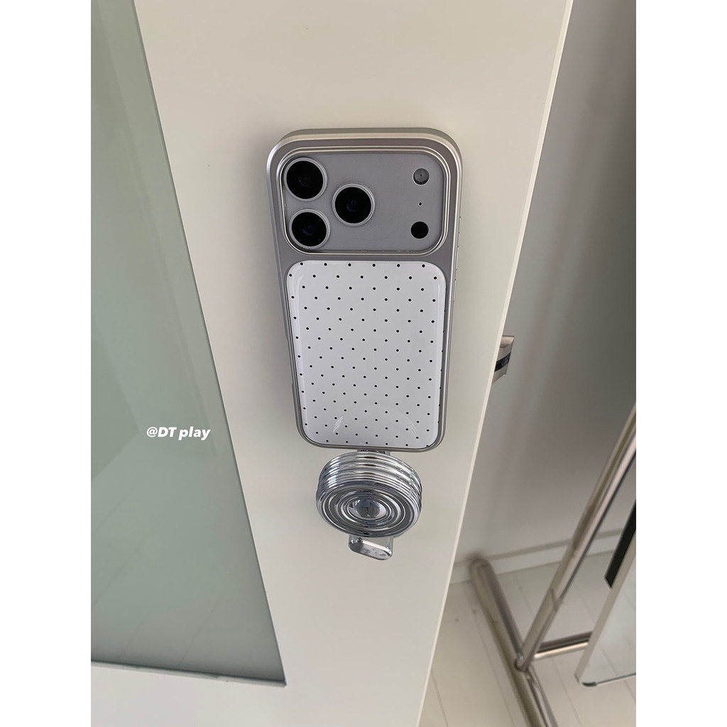 ốp lưng iphone 12 thường ốp lưng iphone cute DT play Simple White Polka Dot Silver Edge Girl Bền Hàn