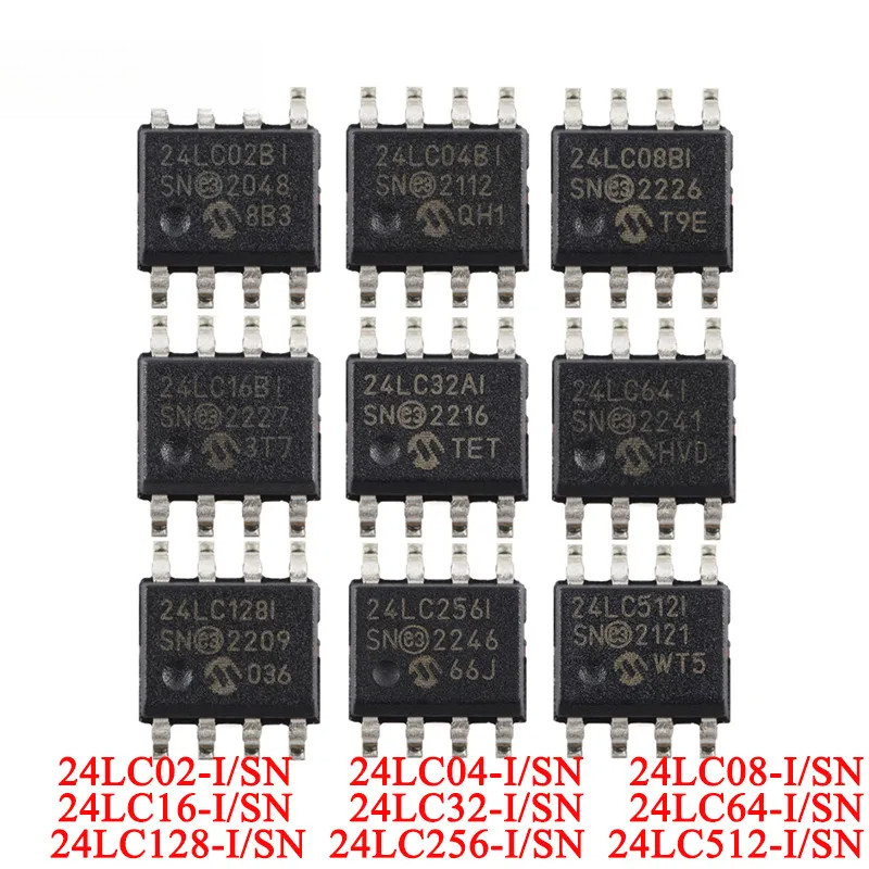 10 Cái 24LC02 24LC04 24LC08 24LC16 24LC32 24LC64 24LC128 24LC256 24LC512-I / SN 1 2 4 8 16 32 64 128