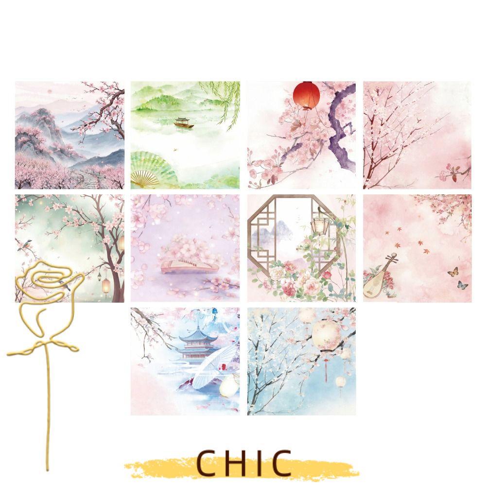 CHIC 60 tờ Giấy thủ công hoa, Giấy Origami in hai mặt phong cảnh truyền thống, Giấy trang trí hoa an