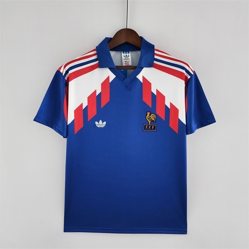 1990 FRA Home Retro Soccer Jersey Bóng đá
