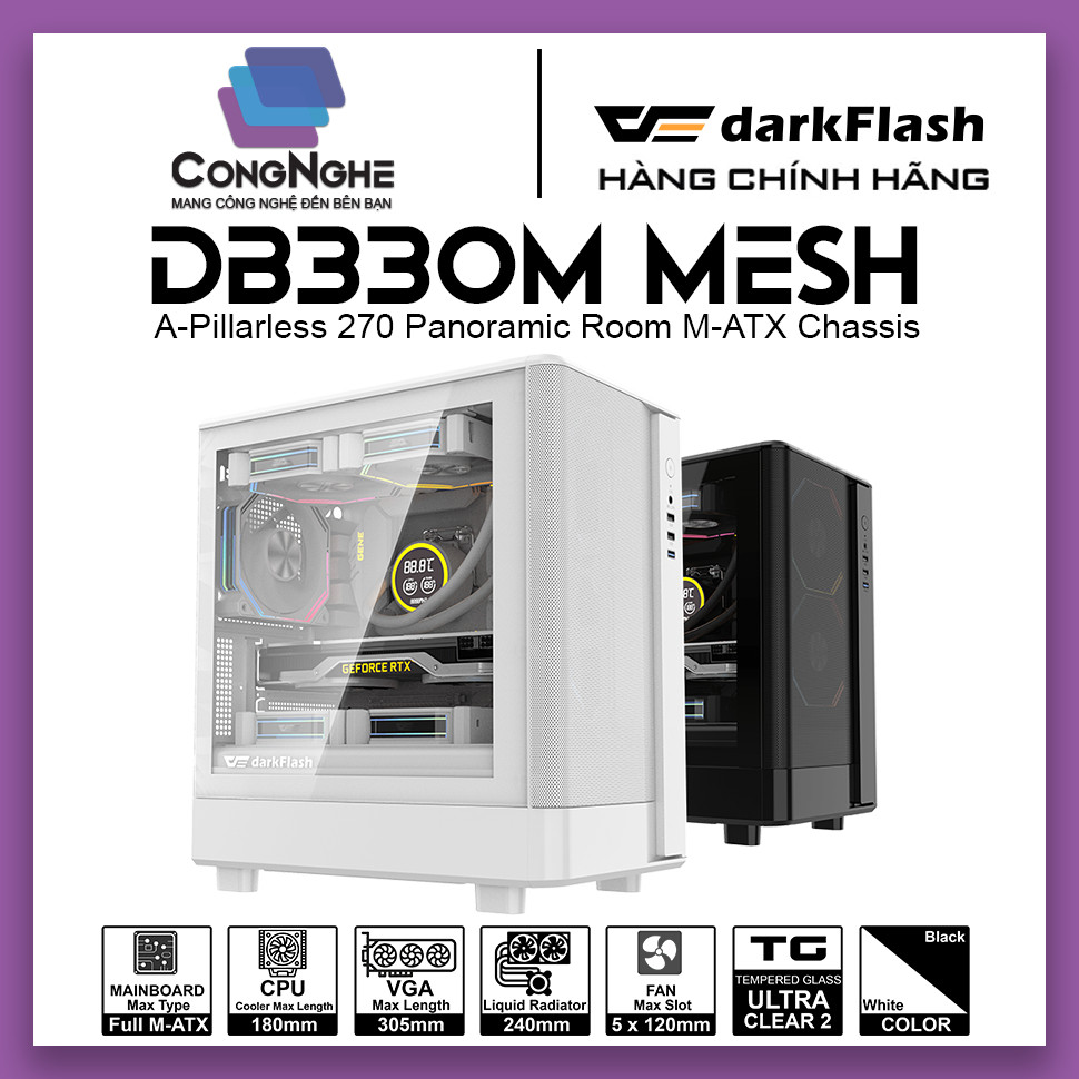 VỎ CASE MÁY TÍNH DARKFLASH DB330M MESH (Full M-ATX)