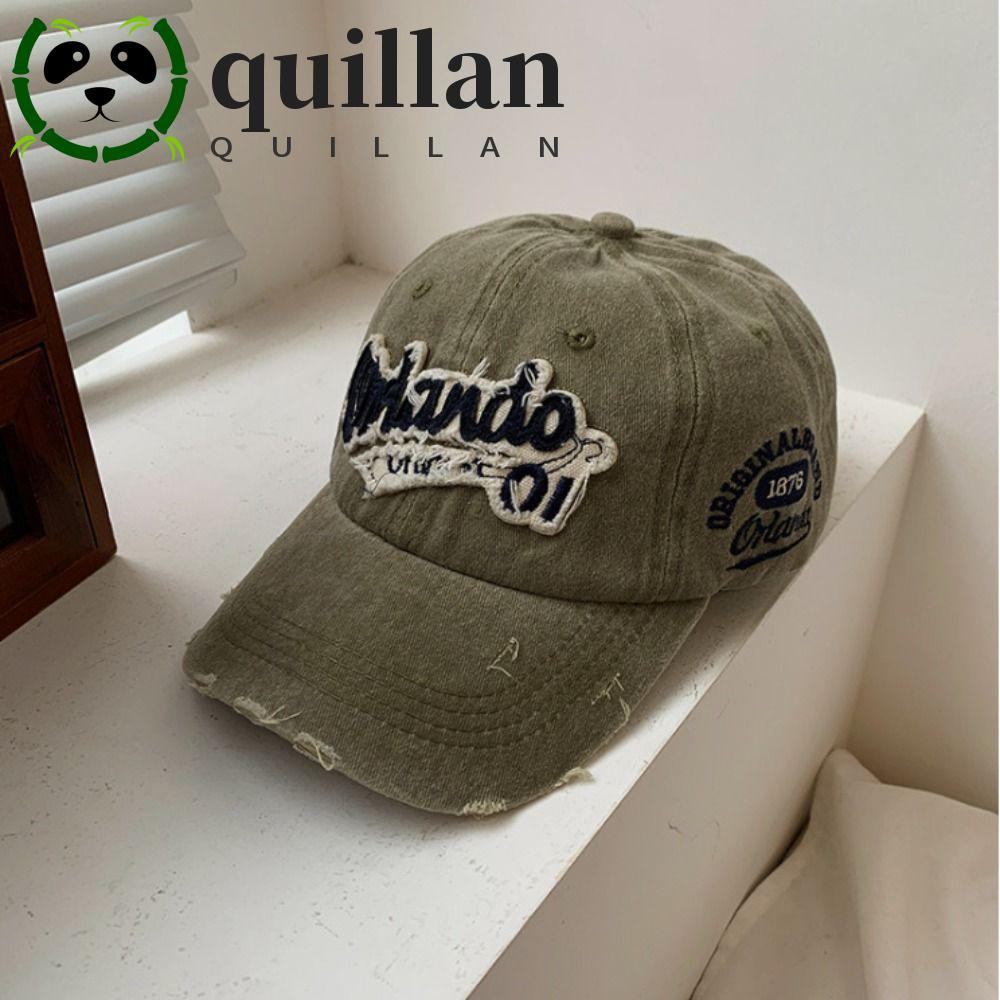 QUILLAN Mũ bóng chày cổ điển, Mũ chữ Orlando thêu phong cách Hàn Quốc, Mũ chống nắng Hip Hop Cotton 