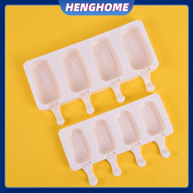 HENGHOME Silicone Frozen Ice Cream Mold Juice Popsicle Maker Ice Lolly Mold - 4 Cell HENGHOME