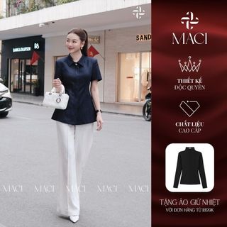  Quần Suông Gân Giữa MACI by MKC MCQQATR0063 Thời Trang Nữ Thiết Kế Độc Quyền 