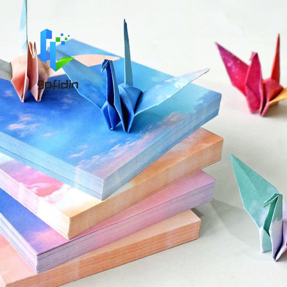 GOFIDIN 400 Chiếc Giấy Gấp Nhiều Màu Sắc, Gấp Thêu Sò Bầu Trời Đầy Sao Giấy Origami, Vuông Gấp Thủ C