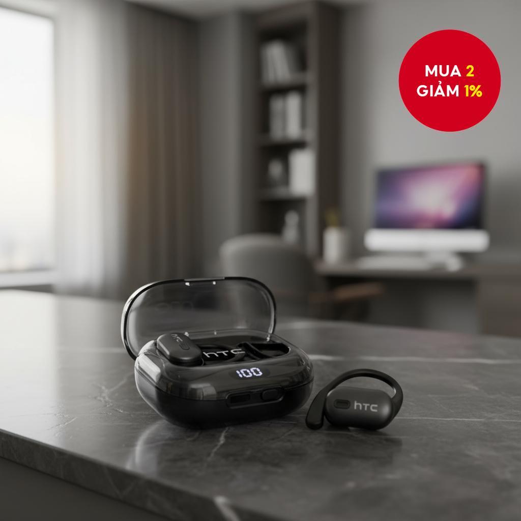 HTC NE08 AI Translation Earbuds Bluetooth 6.0 Hỗ trợ 135 ngôn ngữ thời gian thực, loa HiFi 10mm.
