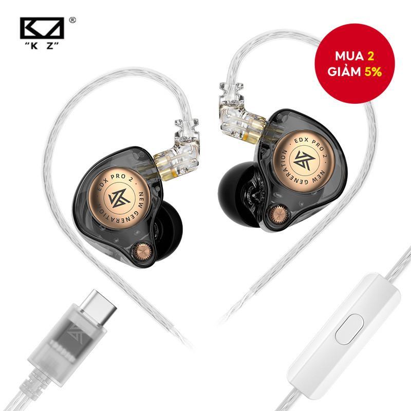 Tai nghe màn hình trong tai có dây KZ EDX Pro 2 HIFI Tai nghe cảm ứng từ tính kép Tai nghe nhét tai 