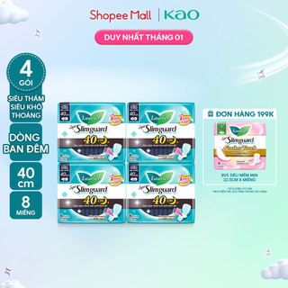  Combo 4 Băng Vệ Sinh Laurier Ban Đêm Siêu Mỏng 1mm 40cm 8 Miếng 