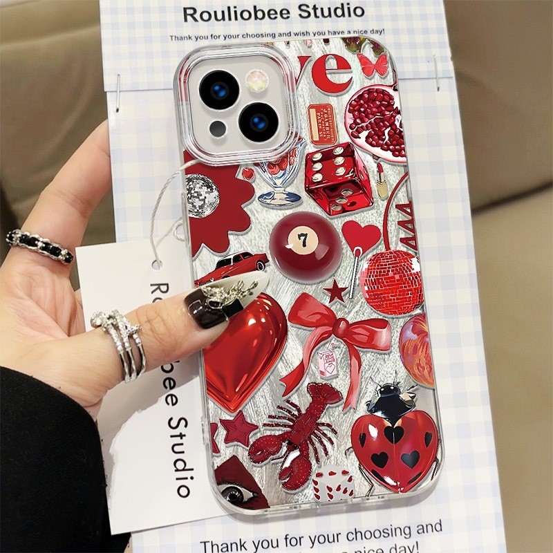 Red Retro Yuan Thích hợp cho Apple 16promax15plus Vỏ điện thoại 14 sợi lông vũ131225.12.31