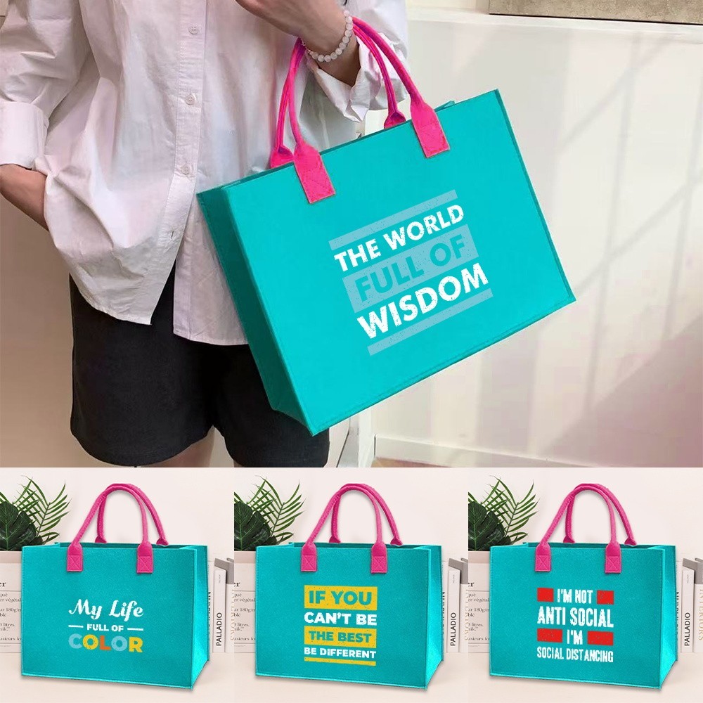 [Multiple Sizes] Felt Bag Organizer - Tote for Shopping Adventures Penyusun Beg Felt phrase  Design