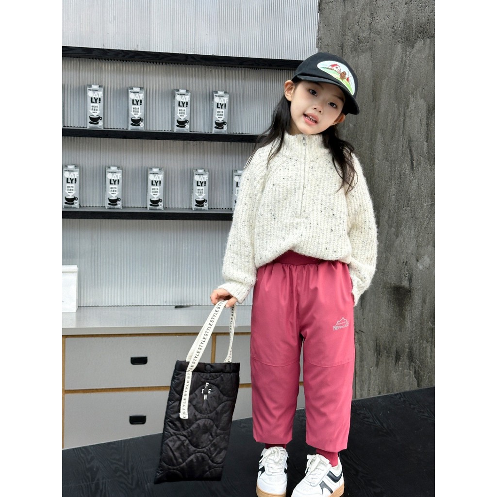 Children's Waterproof Down Pants Girls Winter Boys Northeast Cold-Resistant Warm Pants Baby Thickene