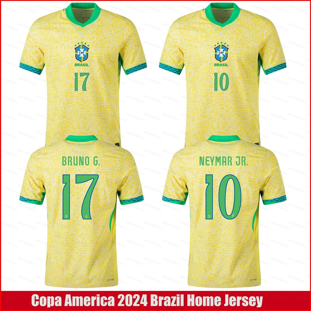 Áo thun bóng đá COPA AMERICA 2024 Đội nhà Brasil - Bruno Guimarães và Neymar Jr., phù hợp mọi kích c