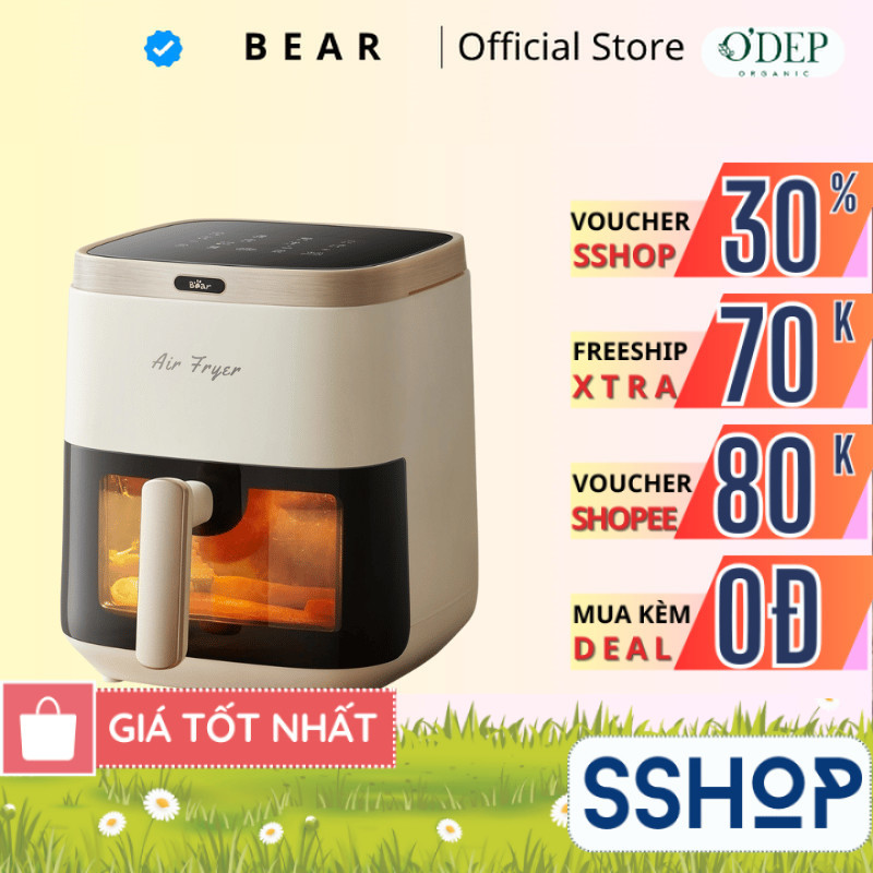 Nồi chiên không dầu Bear QZG-P15R8 - Dung tích 5L, Điều khiển cảm ứng - SSHOP SSA
