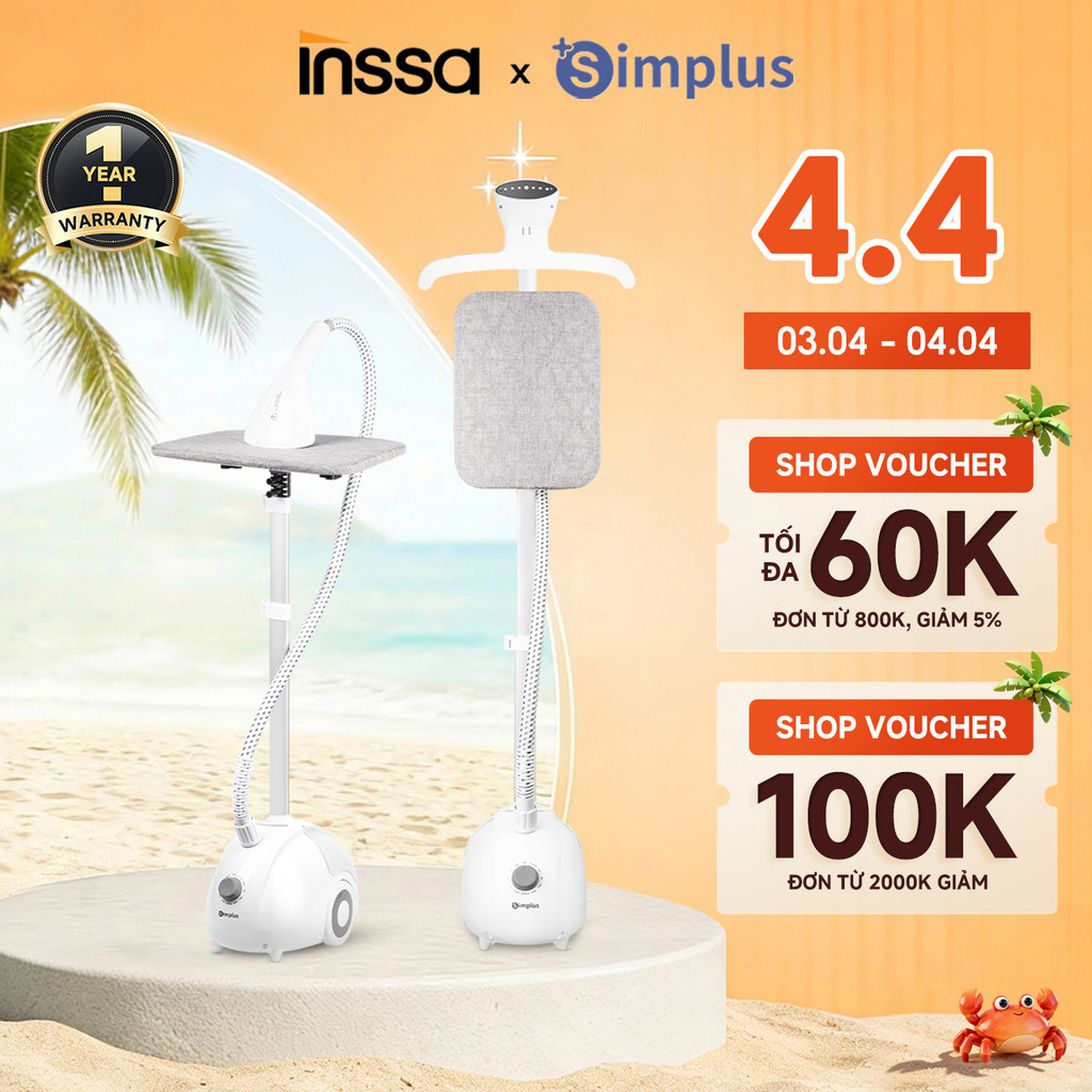 Inssa × Simplus Bàn Ủi Hơi Nước Đứng Công Suất Lớn 2000W Dung Tích 1.8L GTJH014 - Bảo Hành 1 Năm
