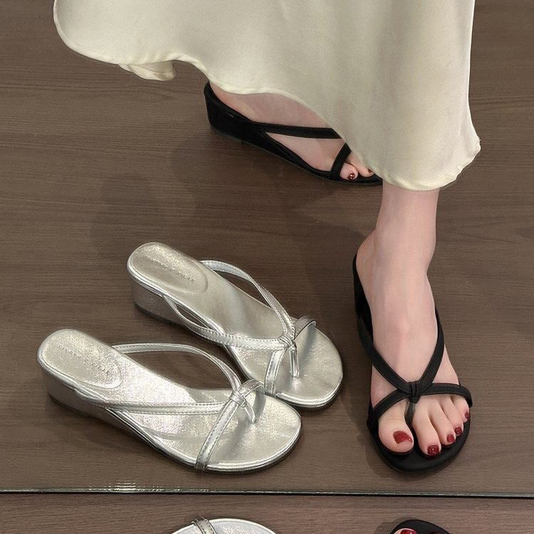 Dép Nữ Mũi Tròn Flip-Toe Casual Flat Wedge Sandals Size 35-40