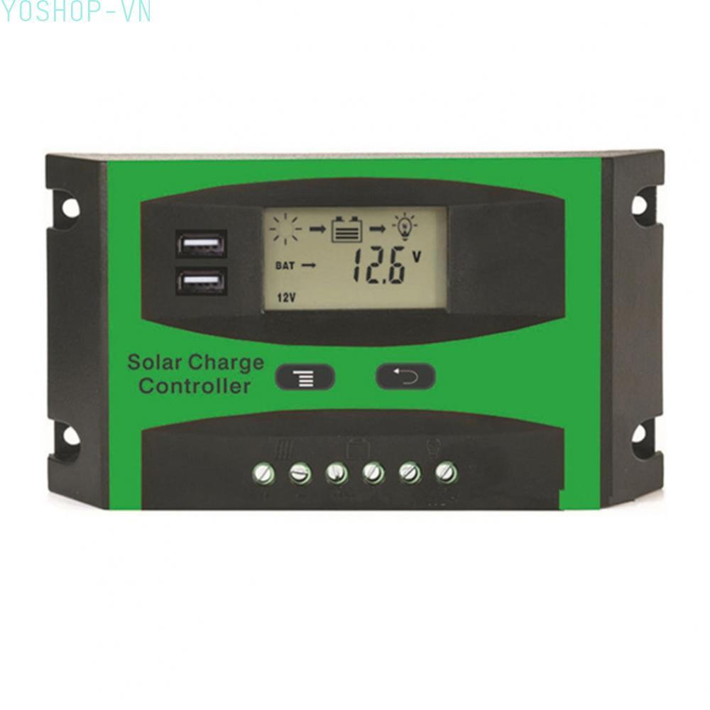 [Ysp]Solar Charger Black Green Charge Controller LCD Screen Regulator 12V/24V