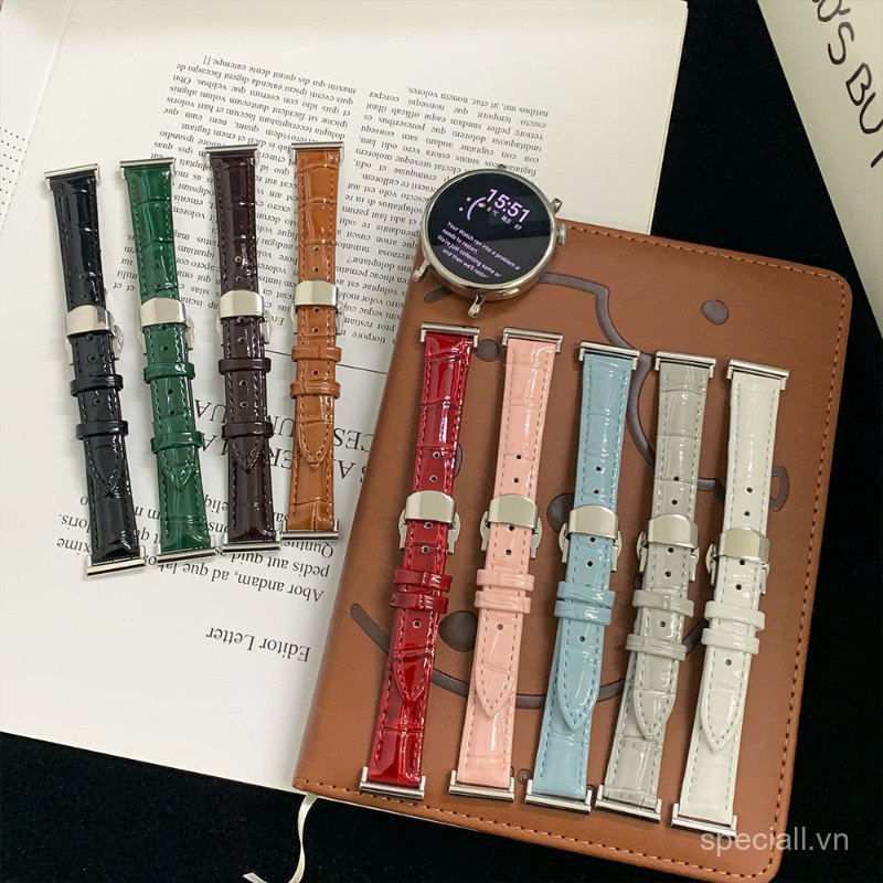 Đồng hồ thông minh Universal Glossy Bamboo Grain Butterfly Clasp Band 18 / 20 / 22mm cho GT6 / 5 / 4