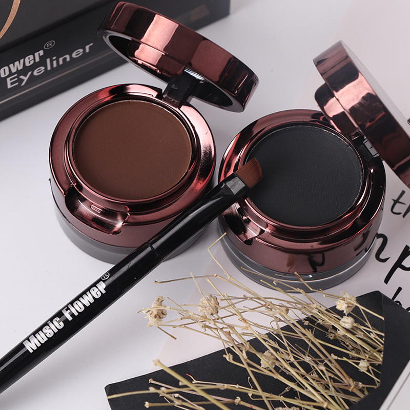 Music Flower Brown + Black 2In1 Eyeliner Gel Eyeliner Powder Bột lông mày