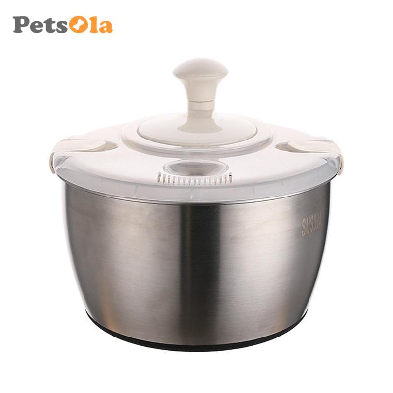 PETSOLA Inox Salad Spinner Giỏ Nhỏ Gọn Lưu Trữ Lớn 5L Pasta Và Khoai Tây Chiên Spinner Hướng Dẫn Sử 