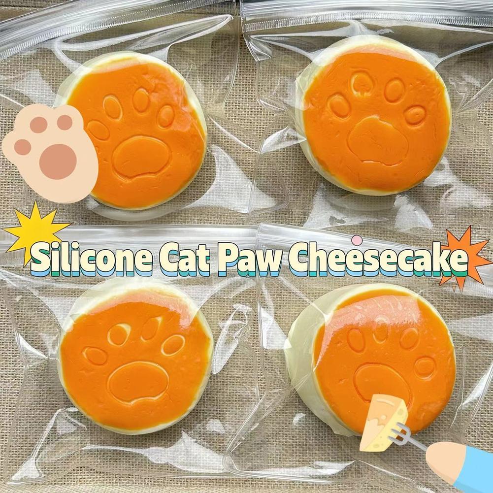 [HOT] Silicone Cat Paw Squishy Đồ chơi tăng chậm Bánh phô mai Squishy Đồ chơi giải nén Mud W8k0