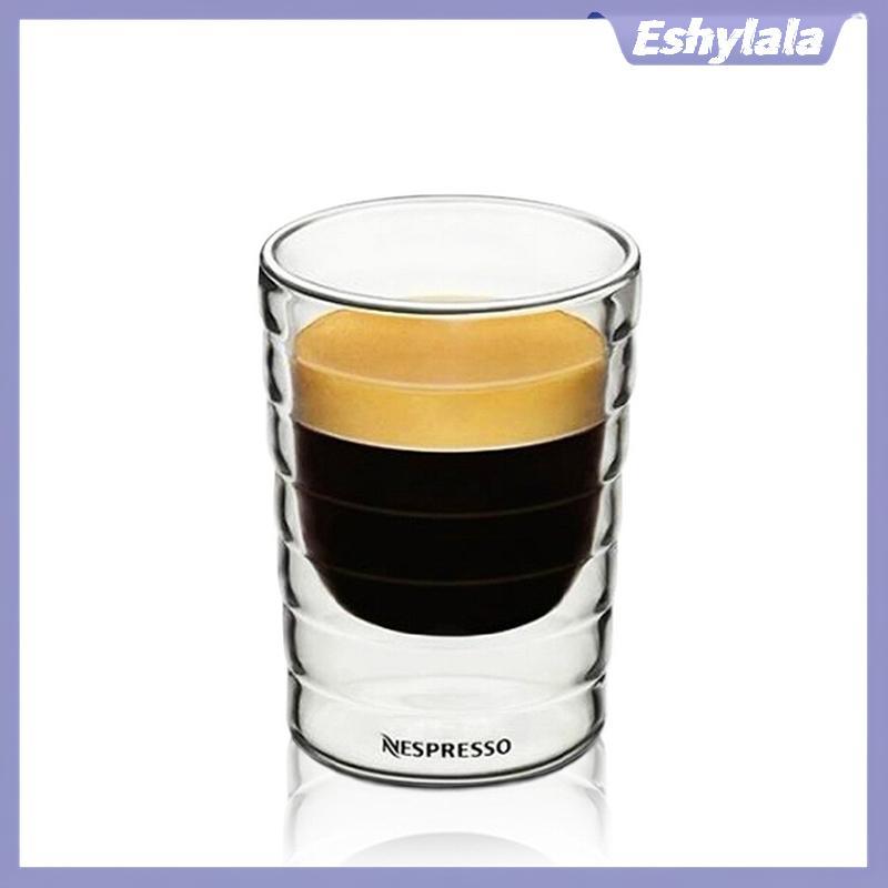 Eshylala Cốc thủy tinh treo tường đôi Ly cà phê Nespresso và cốc thủy tinh nhiệt