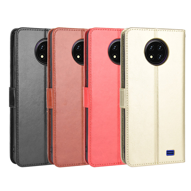 Thích hợp cho Oukitel C19 Vỏ Điện Thoại Thẻ Bảo Vệ Oukitel C19 Bao Da Lật Crazy Horse Họa Tiết Dây T