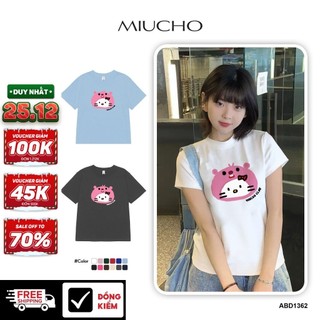  Áo thun baby tee mặt mèo đáng yêu ABD1362 Miucho cổ tròn form rộng in mix 