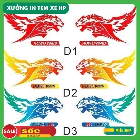 Tem Hổ Bay dán Xe Tải - tem xe hổ vồ , Xe Howo ... (SL : 2 tem )