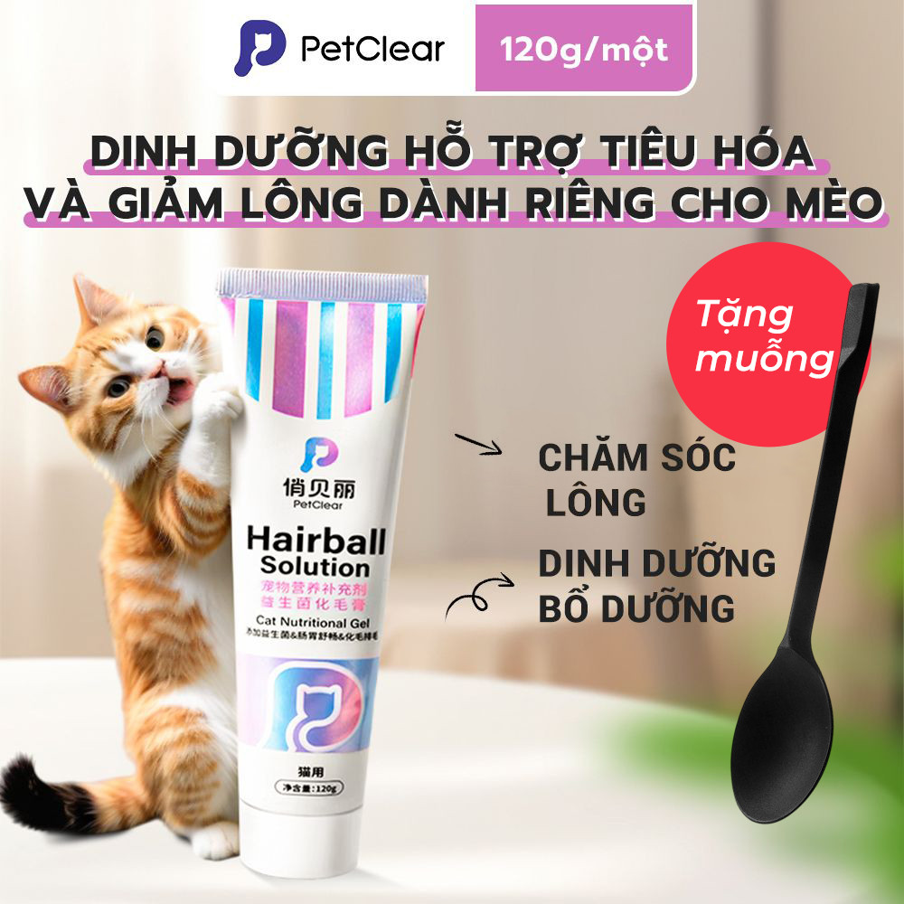【Tặng Thìa】Petclear Gel Thải Lông – Giảm Nôn Lông Nhanh, Lông Mượt Bóng, Cỏ Mèo & Dầu Cá