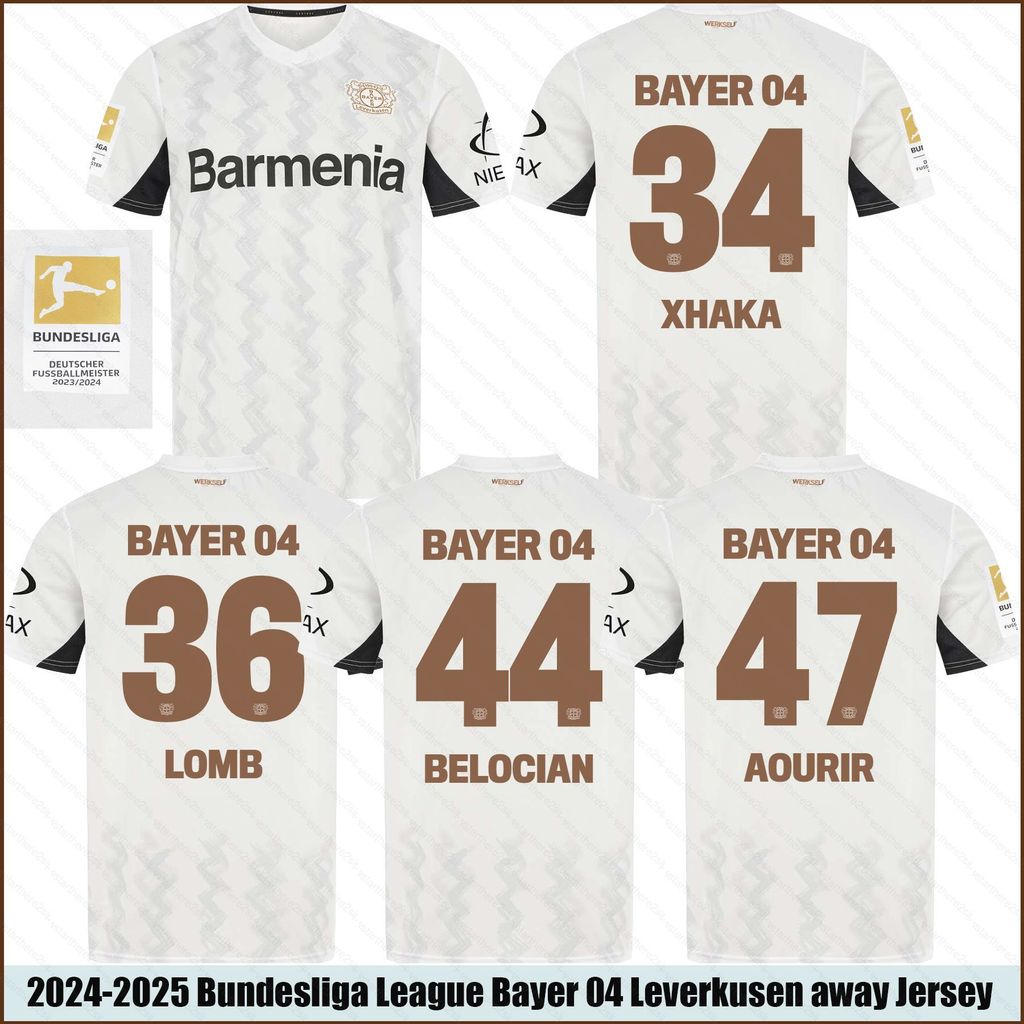 Áo thun bóng đá BundesligaAway Jersey của Bayer 04 Leverkusen với cầu thủ Xhaka, Belotti và Arias