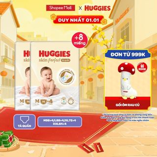  Combo 2 gói Tã quần Huggies Skin Perfect Mega cỡ M L XL XXL với 2 vùng thấm giảm kích ứng da 