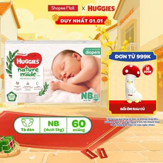  Tã Bỉm dán sơ sinh Huggies Platinum NatureMade NB60  dưới 5kg  S82 4-8kg   M64 6-11kg  L54 XL44 