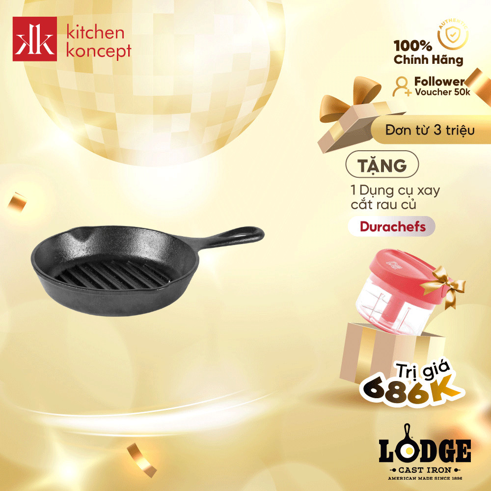 Lodge - Chảo gang nướng - 16.51cm