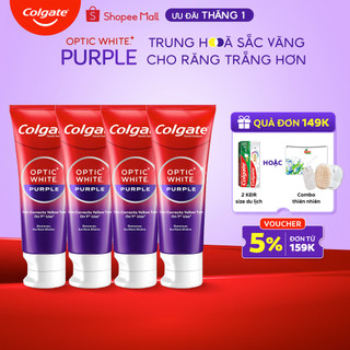 Bộ 4 Kem Đánh Răng Colgate trắng răng Optic White Purple 100g công nghệ sắc tím trung hòa ố vàng tức thì 