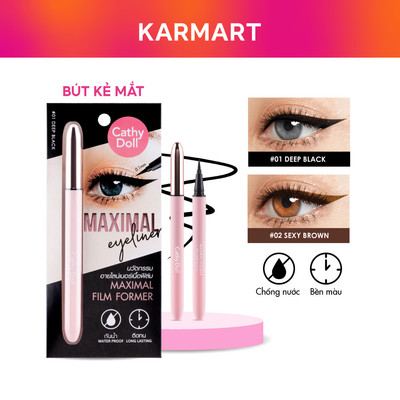 Bút Kẻ Mắt Siêu Mảnh Cathy Doll, Chống Nước, Sắc Nét Tự Nhiên Maximal Eyeliner 0.7 ml