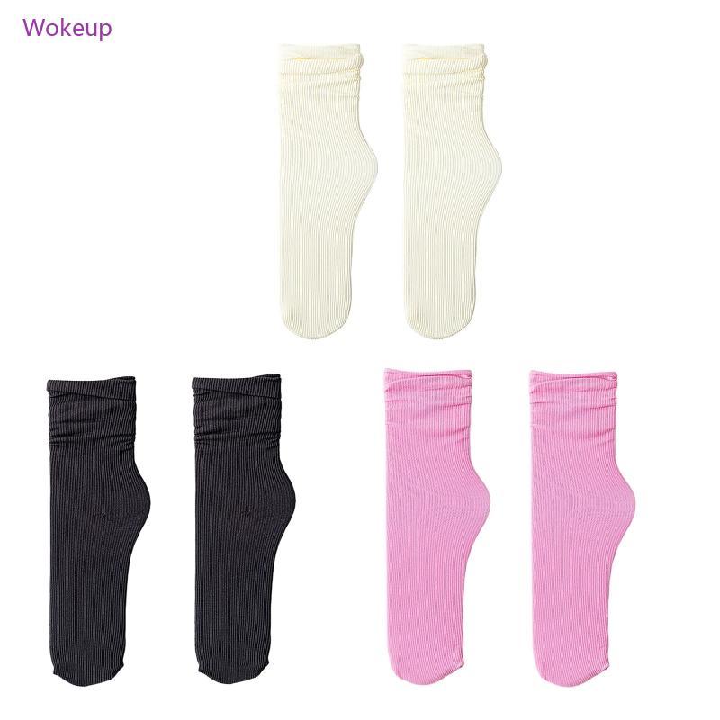 Unisex Summer Thin Crew Socks Ribbed Solid Color Breathable Mid Tube Hosiery