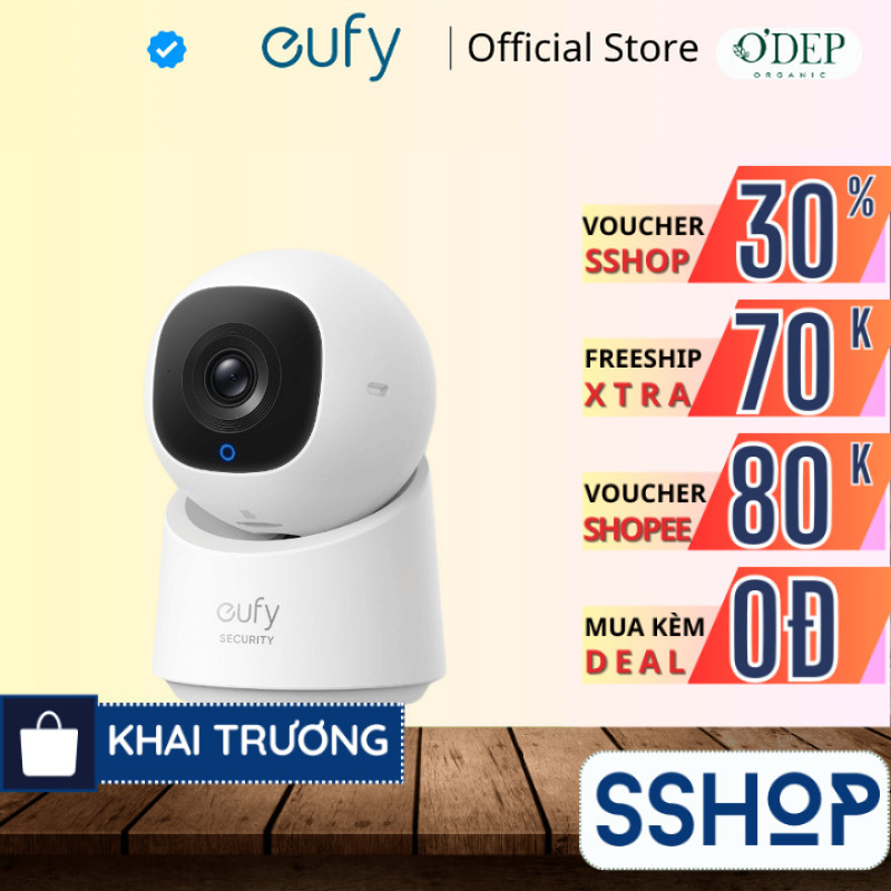 Camera trong nhà Eufy Indoor C220 | 2K rõ nét | AI tracking | Cảnh báo qua app - Hàng chính hãng - S