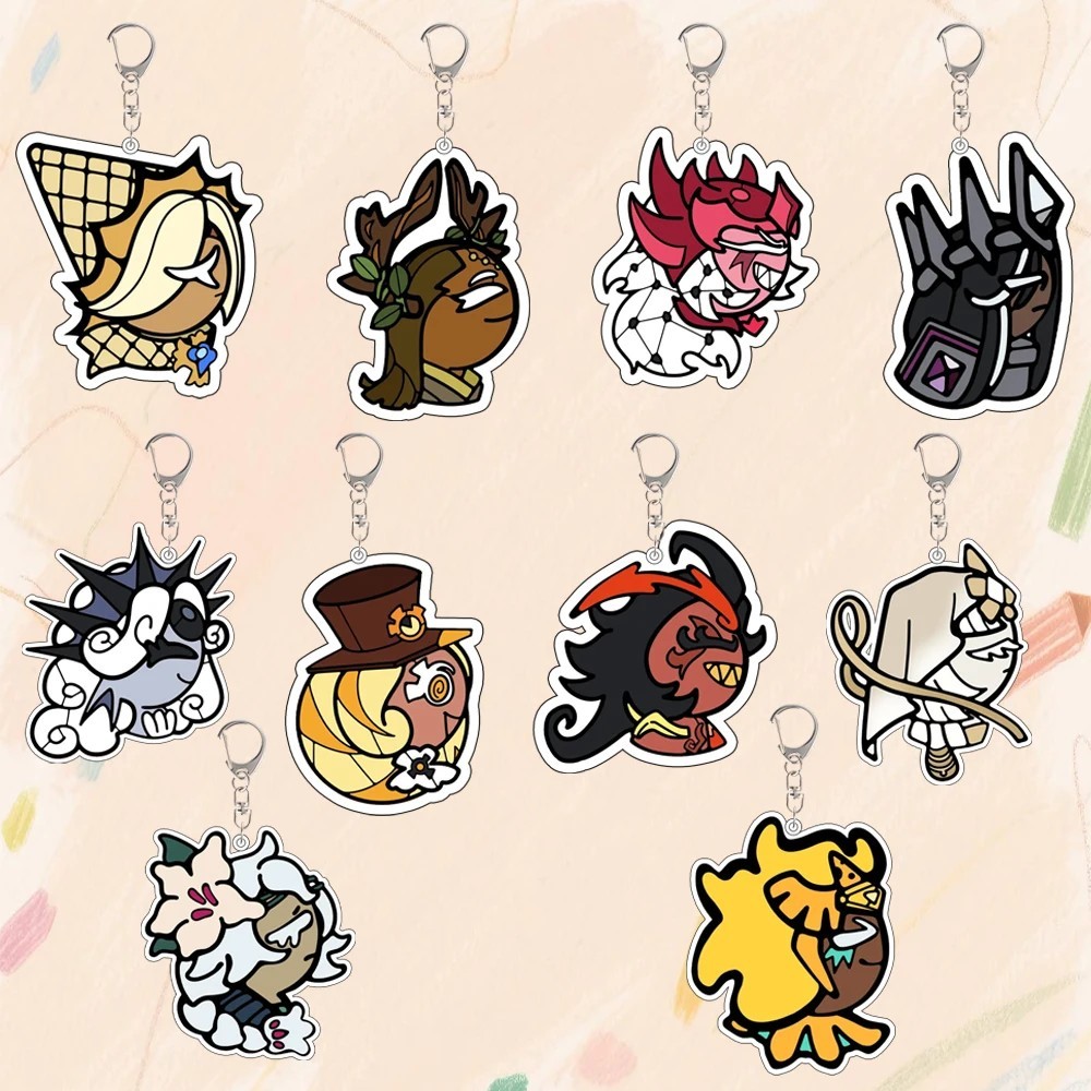 Móc khóa Cookie Run Kingdom mica Chibi Mystic Flour Burning Spice Eternal Sugar Silent Salt Shadow M