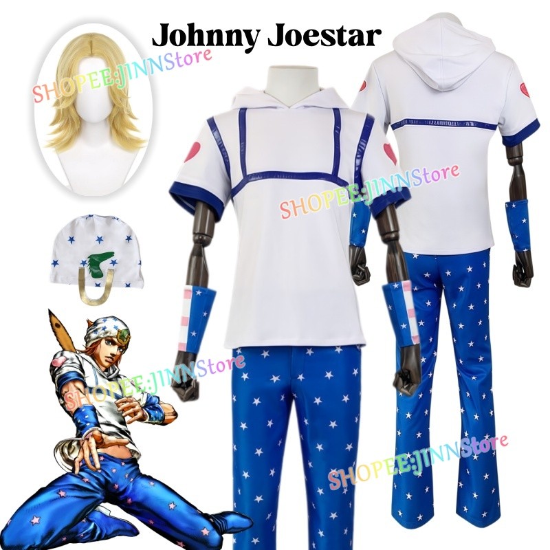 -JINN-JOJO'S BIZARRE ADVENTURE STEEL BALL RUN Trang Phục Cosplay JOHNNY JOESTAR Bộ Đồ Cosplay Tóc Gi