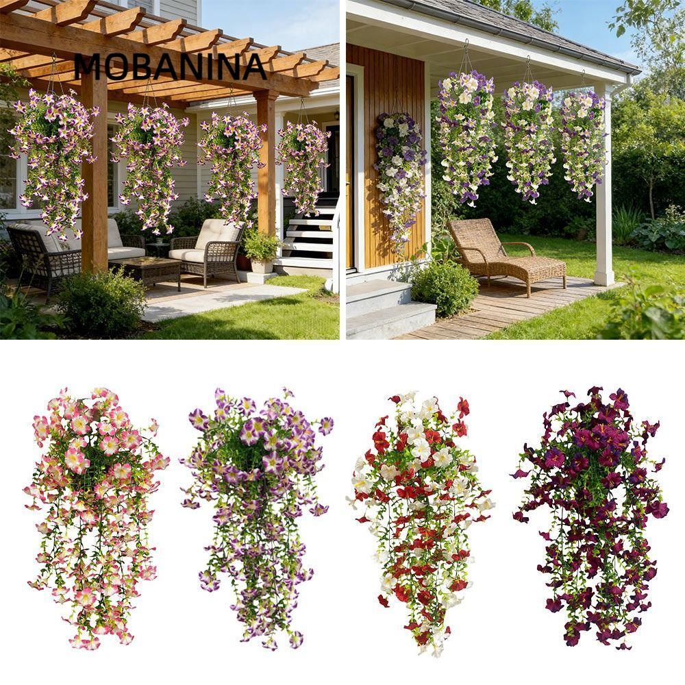 MOBANINA Sống Động Như Thật Morning Glory Vine, Phụ Kiện DIY Morning Glory Hoa Nhân Tạo, Lá Xanh Nhi